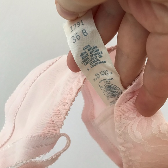 1960s Pink Lace Cone Bra Vintage Deep Scoop Back - Picture 6 of 7